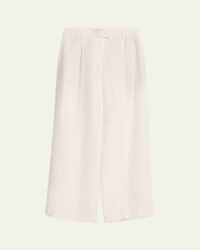 Wide-Leg Fluid Linen Twill Tailored Pants